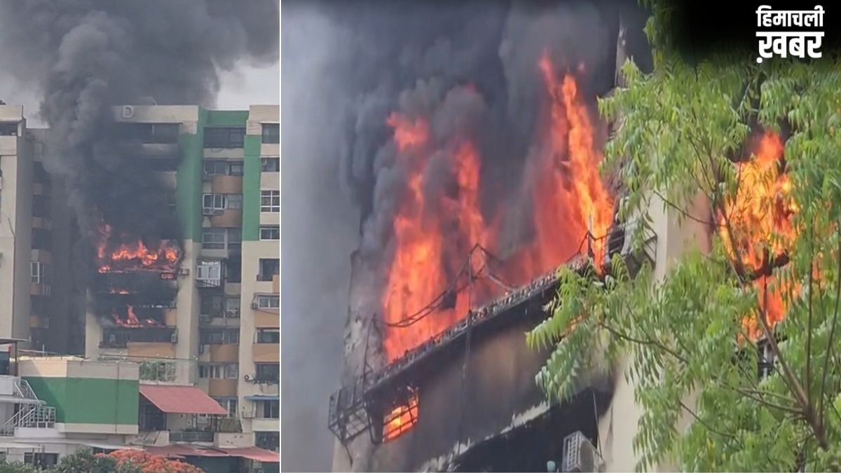 गाजियाबाद: इंदिरापुरम के गौड़ ग्रीन एवेन्यू में लगी भयावह आग, दिल्ली-मेरठ एक्सप्रेसवे तक दिखा धुएं का गुबार