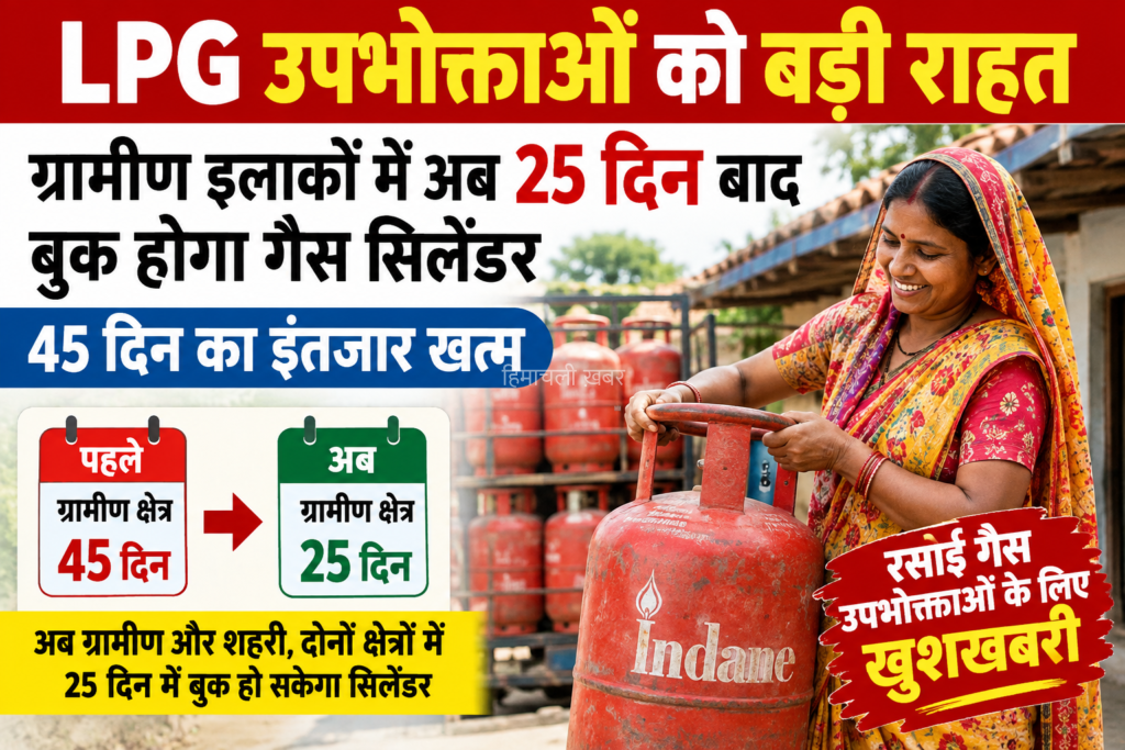 LPG उपभोक्ताओं को बड़ी राहत: ग्रामीण इलाकों में अब 25 दिन बाद बुक होगा गैस सिलेंडर​